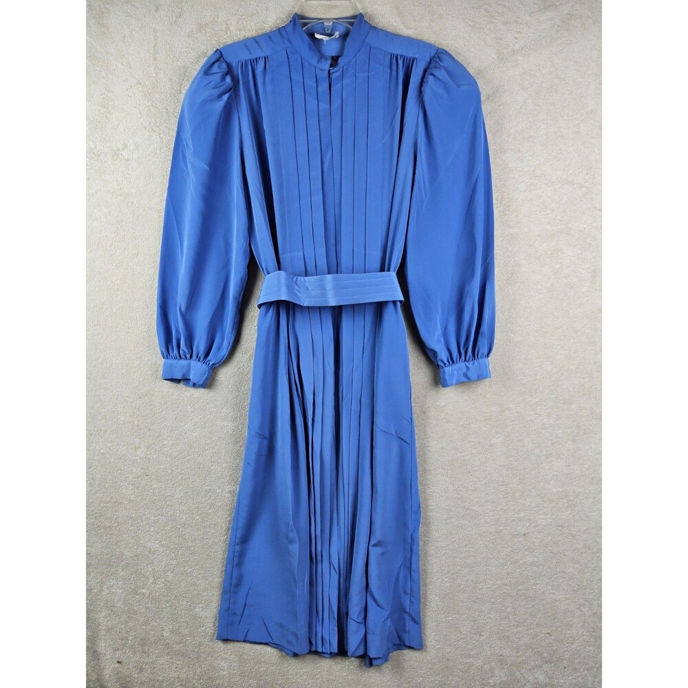 Vintage Talbots 80's Long Sleeve Pleated Front Belted Dress Size L